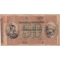 CREDITO AGRICOLO INDUSTRIALE SARDO 50 LIRE 1874   